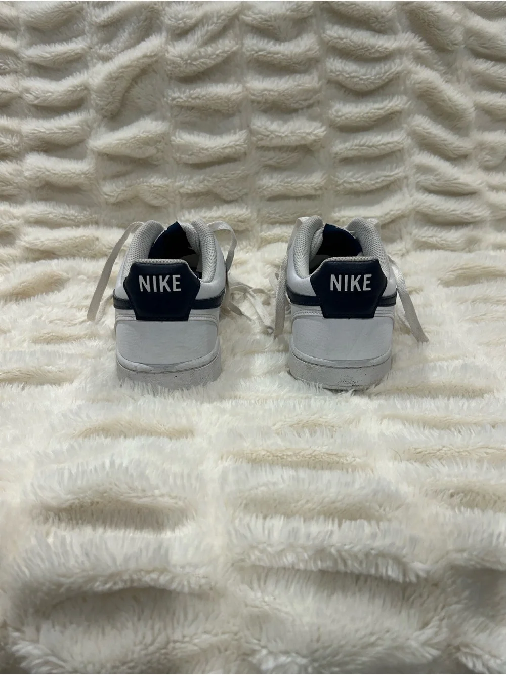 Nike Court Vision Leather White Sneakers with Black Swoosh Accent